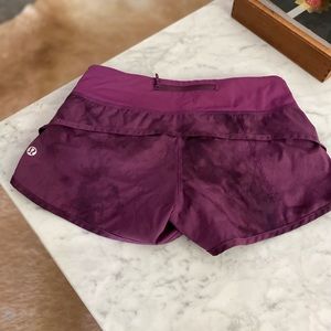 purple tie-dye Lululemon speed up shorts